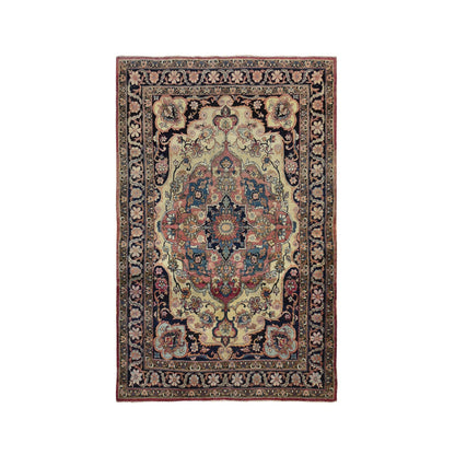 Antique Wool Hand Knotted Rug Blue Blue 4.2X6.4 -O078181