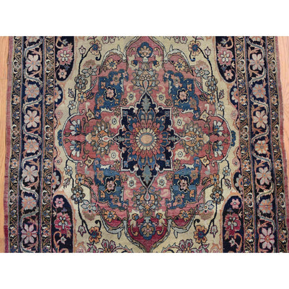 Antique Wool Hand Knotted Rug Blue Blue 4.2X6.4 -O078181
