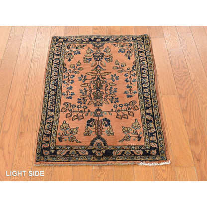 Antique Wool Hand Knotted Rug Red Blue 1.10X2.8 -O078186