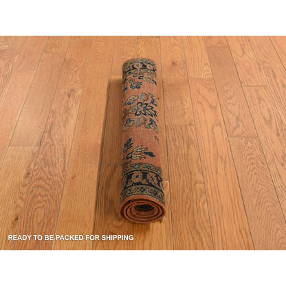 Antique Wool Hand Knotted Rug Red Blue 1.10X2.8 -O078186