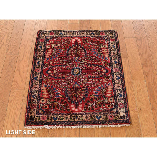 Antique Wool Hand Knotted Rug Red Beige 2.0X2.6 -O078187