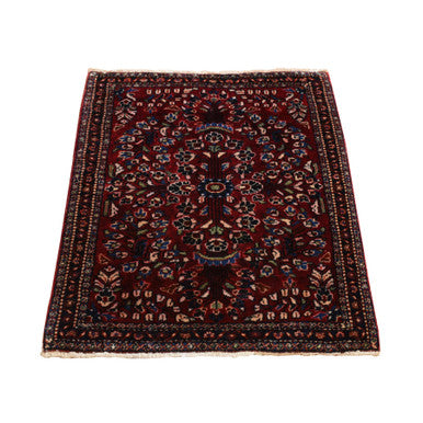 Antique Wool Hand Knotted Rug Red Blue 1.10X2.6 -O078188