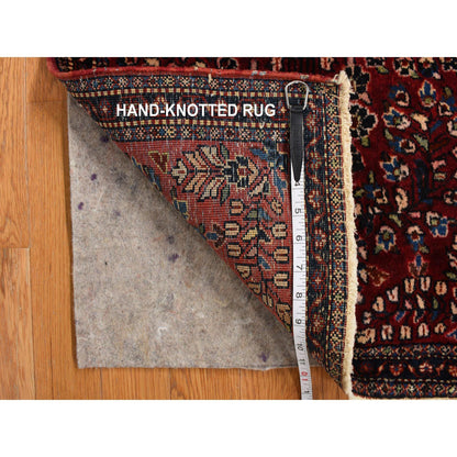 Antique Wool Hand Knotted Rug Red Blue 1.10X2.6 -O078188