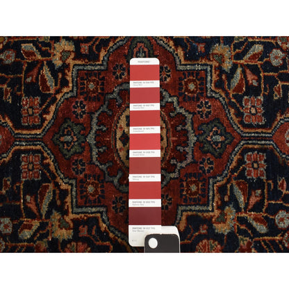 Antique Wool Hand Knotted Rug Blue Red 2.0X2.10 -O078189