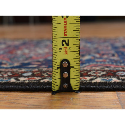 Antique Wool Hand Knotted Rug Blue Red 2.0X2.10 -O078189