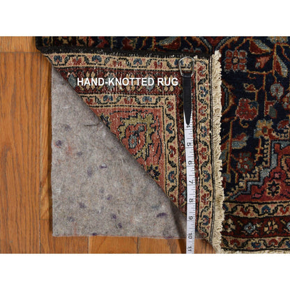 Antique Wool Hand Knotted Rug Blue Red 2.0X2.10 -O078189