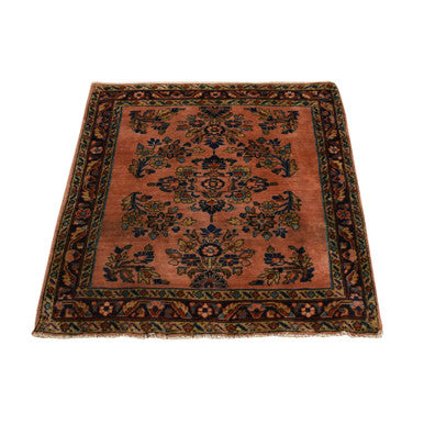 Antique Wool Hand Knotted Rug Red Blue 2.5X3.0 -O078190