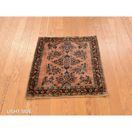 Antique Wool Hand Knotted Rug Red Blue 2.5X3.0 -O078190