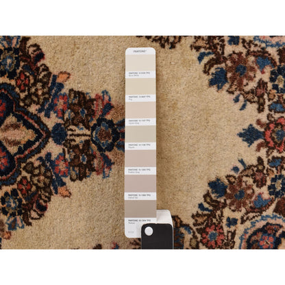 Antique Wool Hand Knotted Rug Ivory Red 2.0X4.0 -O078193
