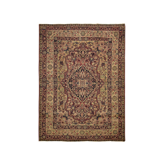 Antique Wool Hand Knotted Rug Beige Beige 4.4X6.0 -O078197