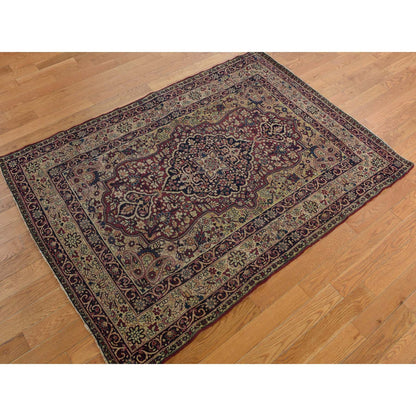 Antique Wool Hand Knotted Rug Beige Beige 4.4X6.0 -O078197