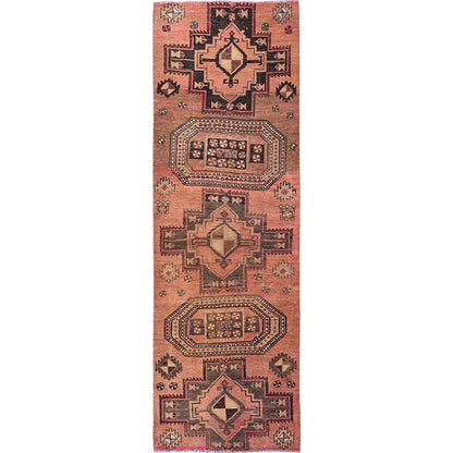 Overdyed & Vintage Wool Hand Knotted Rug Orange 2.11x9.0 -O0781