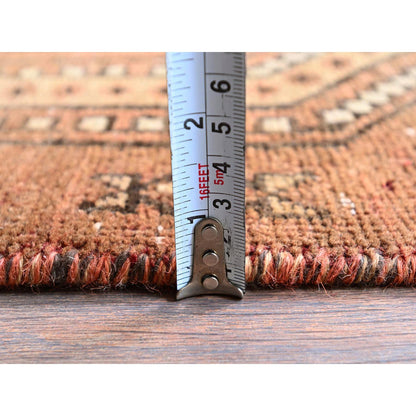 Overdyed & Vintage Wool Hand Knotted Rug Orange 2.11x9.0 -O0781