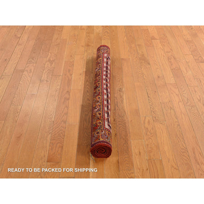 Antique Wool Hand Knotted Rug Red Gold 3.5X5.0 -O078203