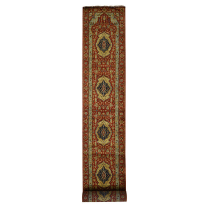 Heriz Wool Hand Knotted Rug Red Red 2.7X17.7 -O078209