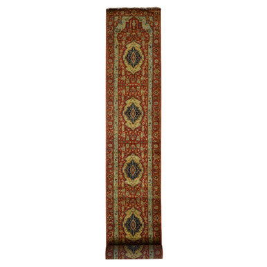 Heriz Wool Hand Knotted Rug Red Red 2.7X17.7 -O078209