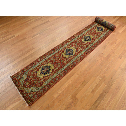 Heriz Wool Hand Knotted Rug Red Red 2.7X17.7 -O078209