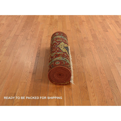 Heriz Wool Hand Knotted Rug Red Red 2.7X17.7 -O078209