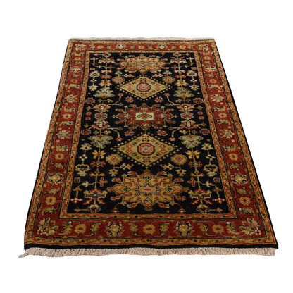 Heriz Wool Hand Knotted Rug Black Red 3.0X5.2 -O078213