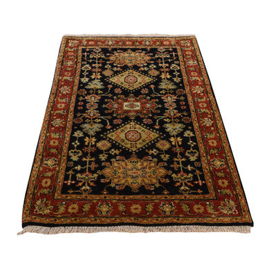 Heriz Wool Hand Knotted Rug Black Red 3.0X5.2 -O078213