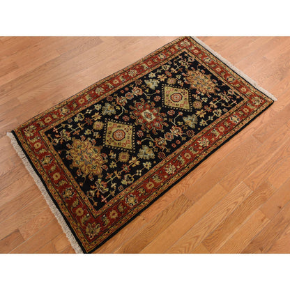 Heriz Wool Hand Knotted Rug Black Red 3.0X5.2 -O078213