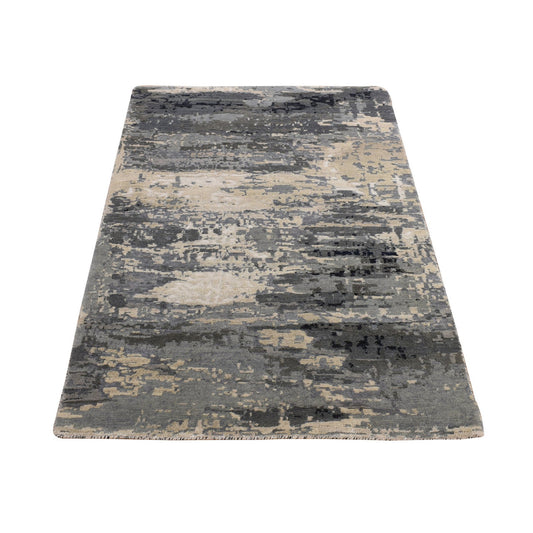 Modern and Contemporary Wool & Silk Hand Knotted Rug Grey No Border 3.3X5.0 -O078218
