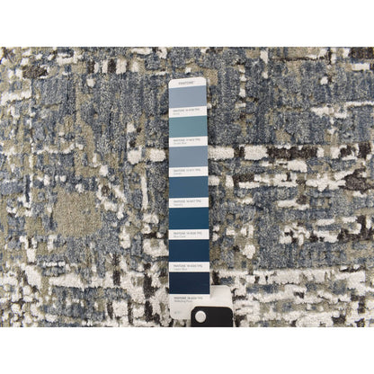 Modern and Contemporary Wool Hand Knotted Rug Blue No Border 3.0X5.0 -O078220
