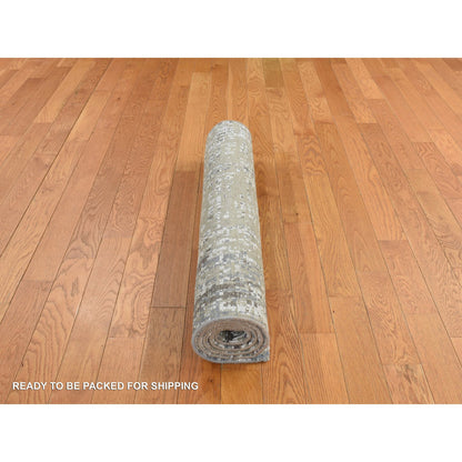 Modern and Contemporary Wool Hand Knotted Rug Blue No Border 3.0X5.0 -O078220