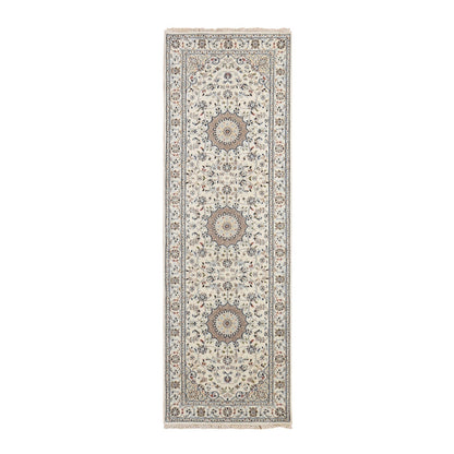 Fine Oriental Wool Hand Knotted Rug Ivory Ivory 2.9X8.6 -O078223