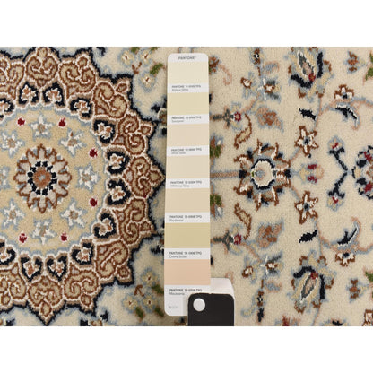 Fine Oriental Wool Hand Knotted Rug Ivory Ivory 2.9X8.6 -O078223