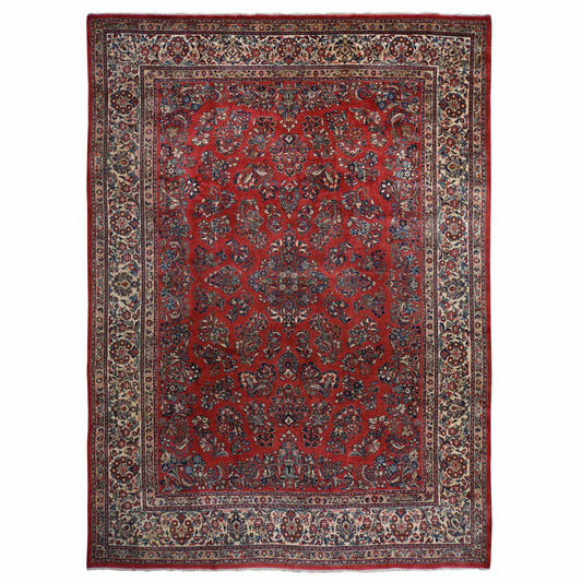 Persian Wool Hand Knotted Rug Red Ivory 10.0X13.9 -O078224