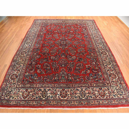 Persian Wool Hand Knotted Rug Red Ivory 10.0X13.9 -O078224