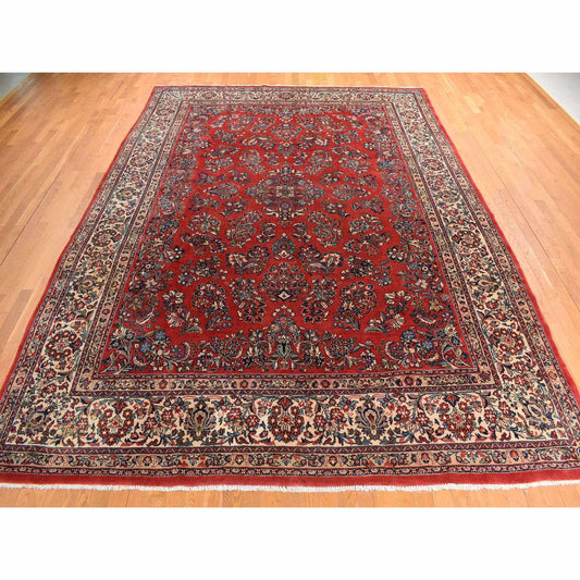 Persian Wool Hand Knotted Rug Red Ivory 10.0X13.9 -O078224