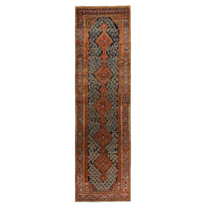 Persian Wool Hand Knotted Rug Blue Light Blue 3.5X12.6 -O078227