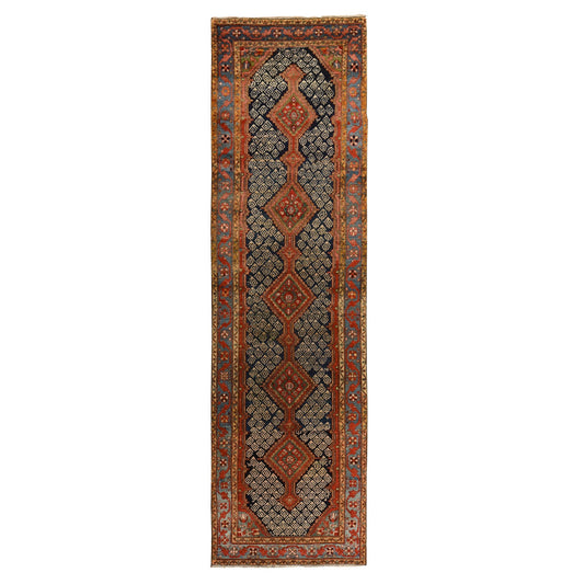 Persian Wool Hand Knotted Rug Blue Light Blue 3.5X12.6 -O078227