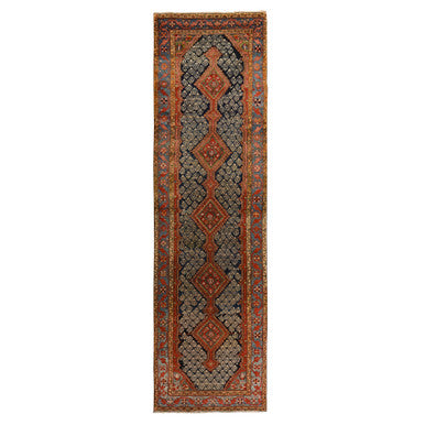 Persian Wool Hand Knotted Rug Blue Light Blue 3.5X12.6 -O078227