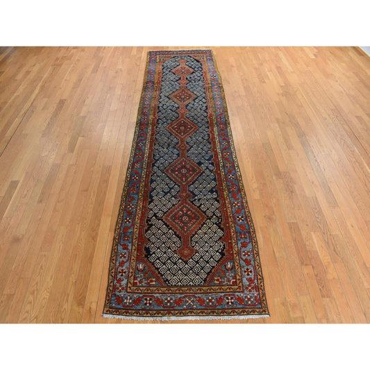 Persian Wool Hand Knotted Rug Blue Light Blue 3.5X12.6 -O078227