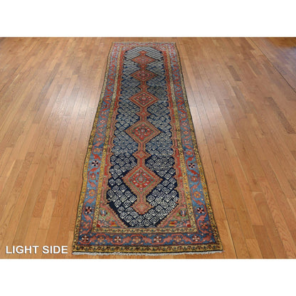 Persian Wool Hand Knotted Rug Blue Light Blue 3.5X12.6 -O078227