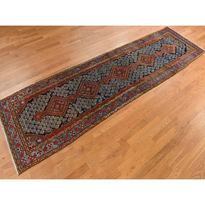 Persian Wool Hand Knotted Rug Blue Light Blue 3.5X12.6 -O078227