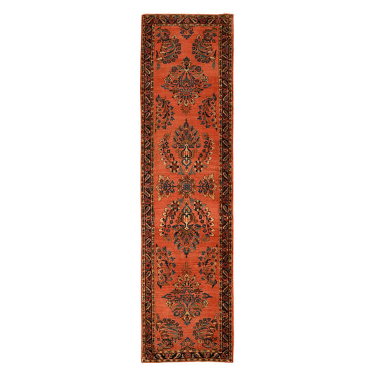 Persian Wool Hand Knotted Rug Red Space Cadet Blue 2.7X10.0 -O078230