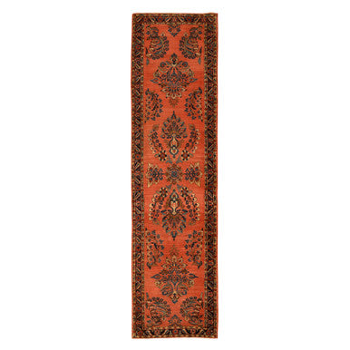 Persian Wool Hand Knotted Rug Red Space Cadet Blue 2.7X10.0 -O078230
