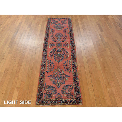 Persian Wool Hand Knotted Rug Red Space Cadet Blue 2.7X10.0 -O078230