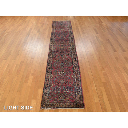 Persian Wool Hand Knotted Rug Purple Blue 2.7X13.4 -O078231