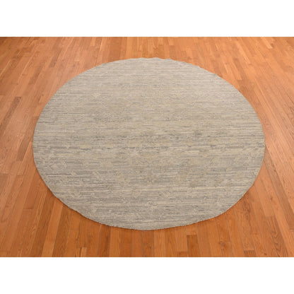 Modern and Contemporary Wool Hand Knotted Rug Grey No Border 8.1X8.1 -O078237
