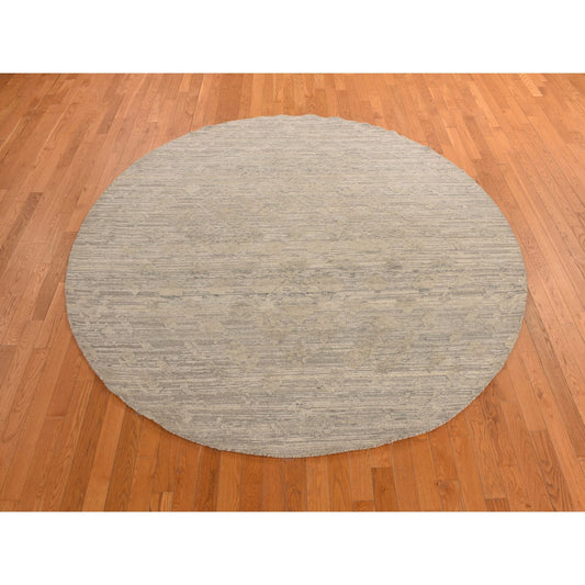 Modern and Contemporary Wool Hand Knotted Rug Grey No Border 8.1X8.1 -O078237