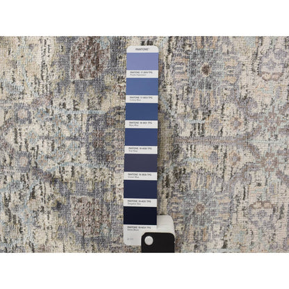 Transitional Wool & Silk Hand Knotted Rug Ivory Parchment White 3.0X5.2 -O078244