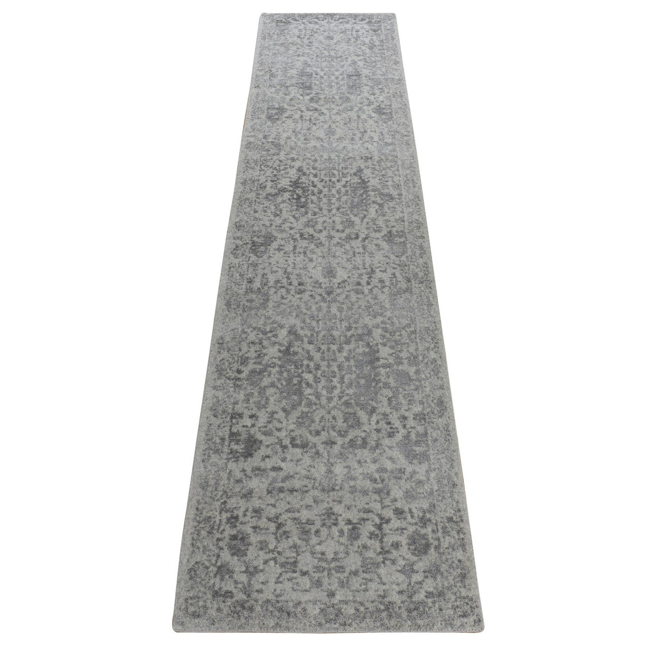 Gray 2'5" x 12'0" Handloom Wool/Silk Rug -O078245