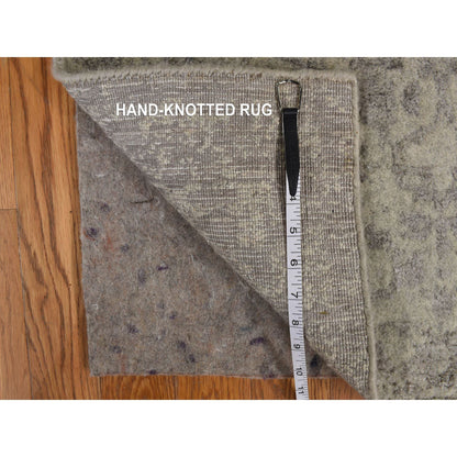 Hand-Loomed Wool & Silk Hand Loomed Rug Grey Gray 2.5X12.0 -O078245