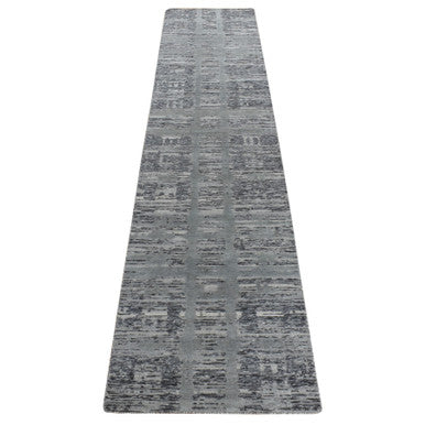 Modern and Contemporary Wool Hand Knotted Rug Grey No Border 2.7X12.1 -O078246