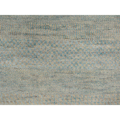 Modern and Contemporary Wool & Silk Hand Knotted Rug Blue No Border 2.5X8.0 -O078252